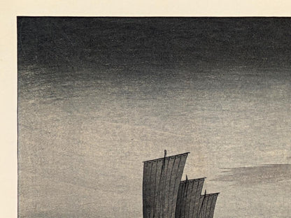 Rare Japanese Woodblock Print "Sailing Boats" By Koson Ohara (Shoson), C. Meiji