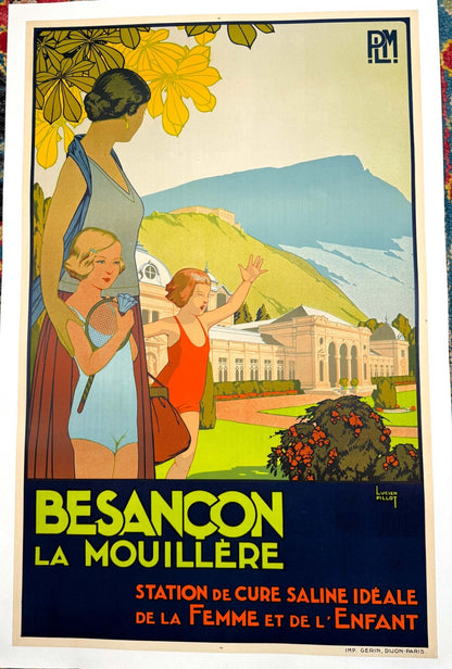 French Vintage Tennis Poster 1930 Lucien Pillot Besancon
