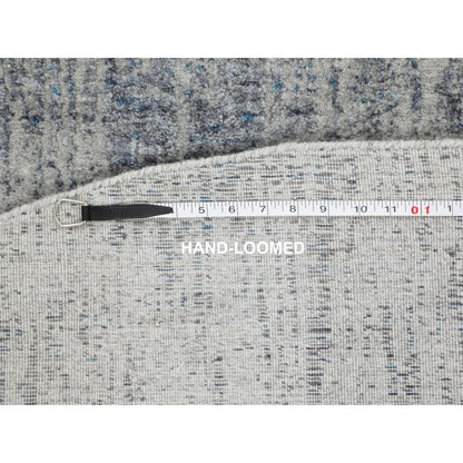 5'9"X5'9" Gray Fine Jacquard Hand Loomed Modern Round Wool & Art Silk Rug