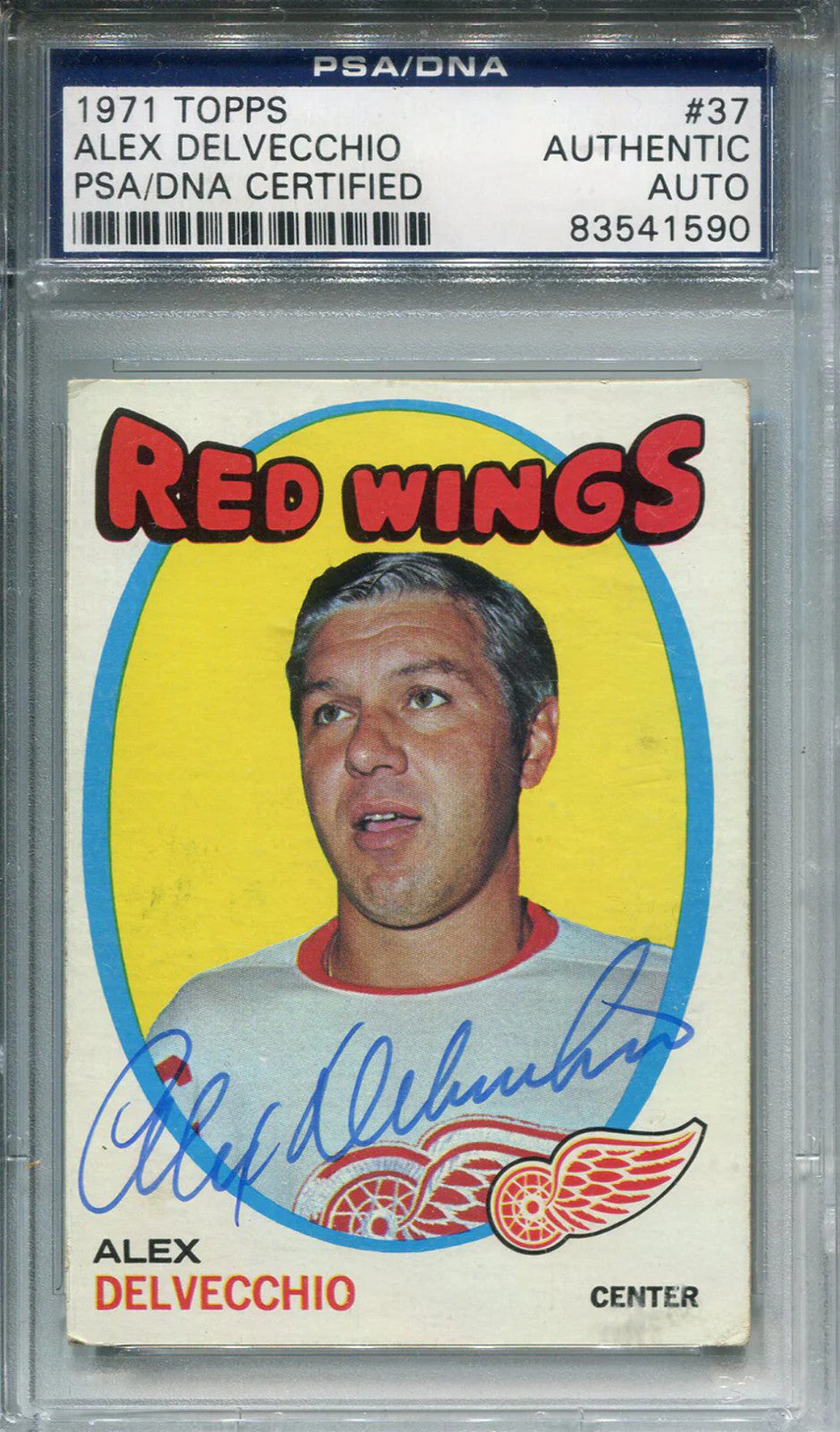 Alex Delvecchio Autographed 1971 Topps Card (Psa)