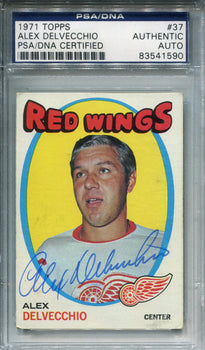 Alex Delvecchio Autographed 1971 Topps Card (Psa)
