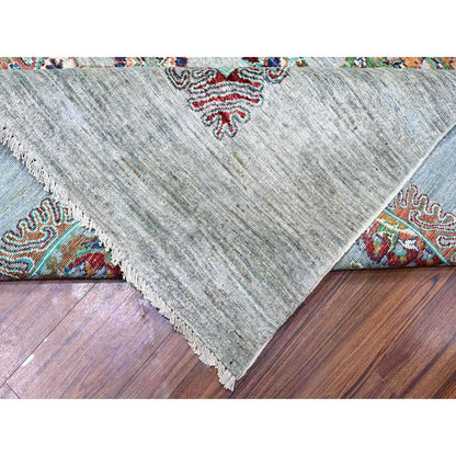 8'9"X12'1" Misty Gray Sultani With Tebraz Wool Hand Knotted Oriental Rug