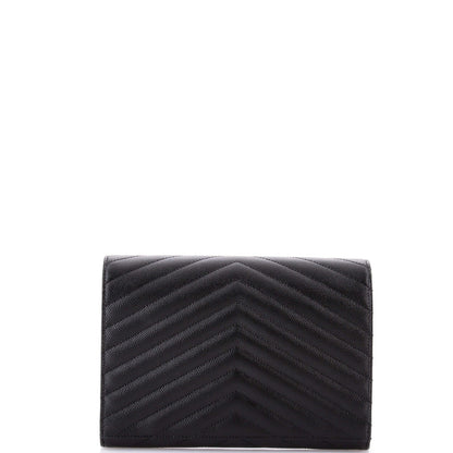 Saint Laurent Classic Monogram Envelope Wristlet Clutch Matelasse Chevron