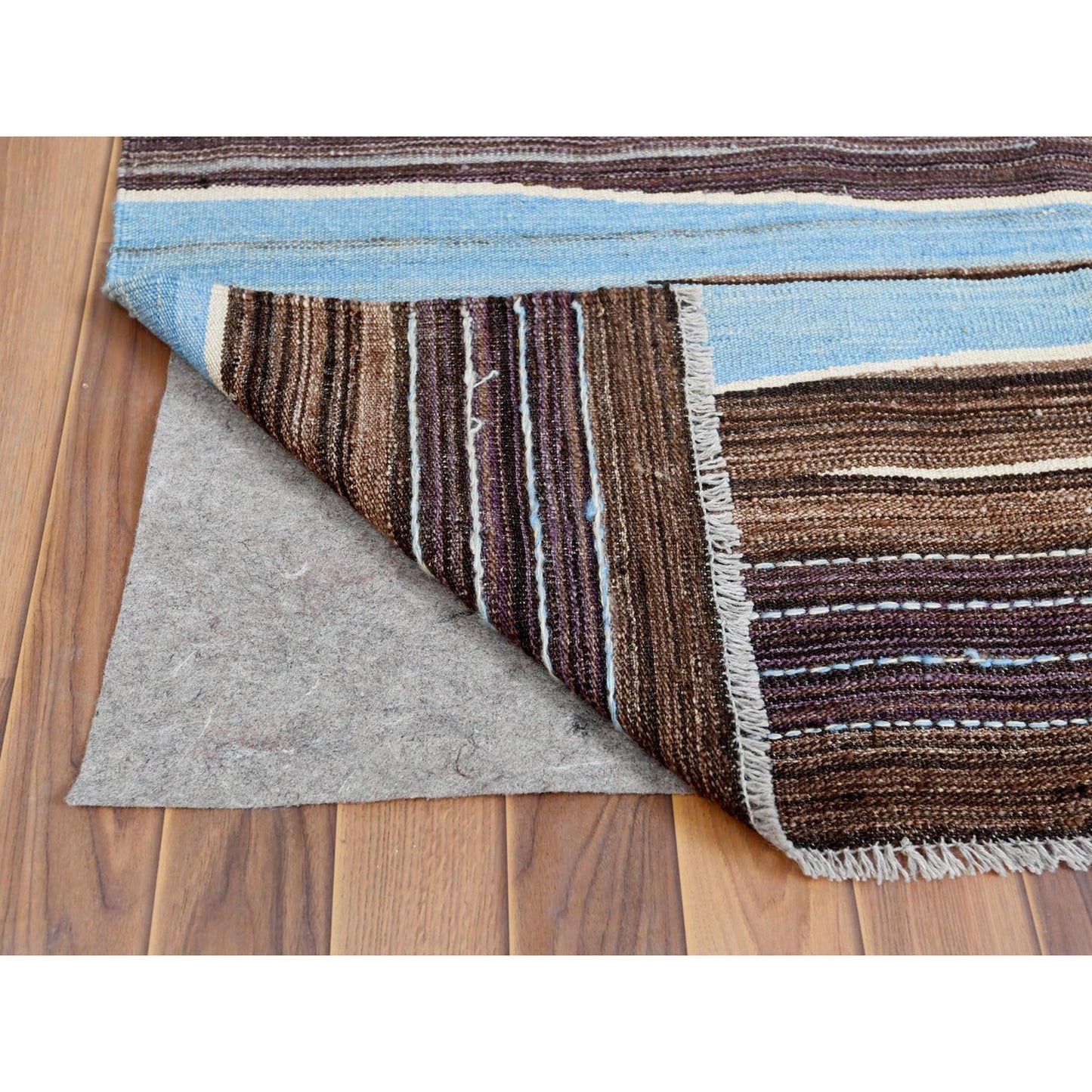 9'6"X12' Hand Woven Blue Mountain Design Flat Weave Kilim Reversible Rug