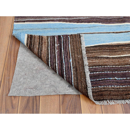9'6"X12' Hand Woven Blue Mountain Design Flat Weave Kilim Reversible Rug