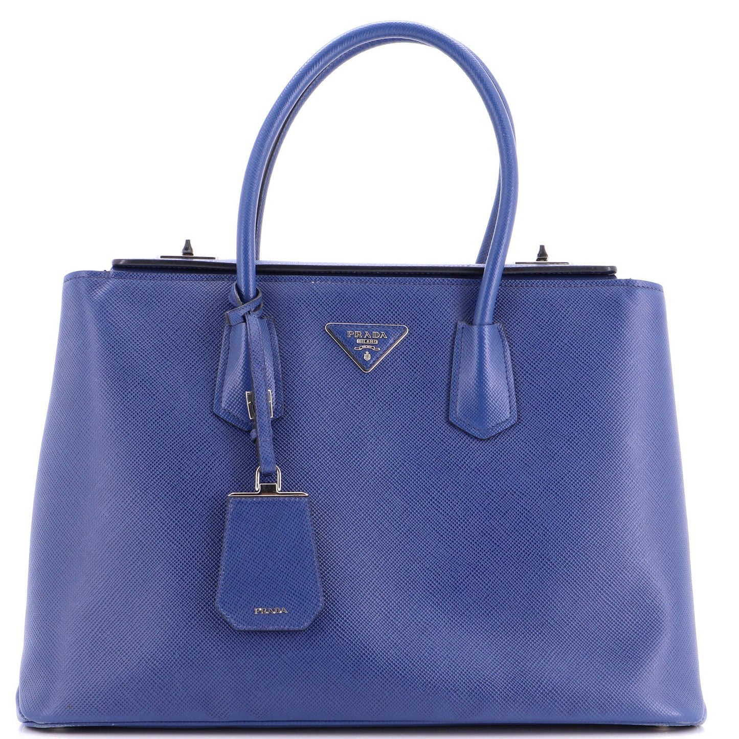 Prada Turnlock Cuir Twin Tote Saffiano Leather Medium