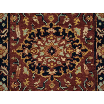 2'X3'2" Rust Red Antiqued Sarouk Re-Creation Pure Wool Hand Knotted Rug