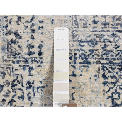 8'3"X10'2" Gray Silk Broken And Erased Design Vintage Hand Knotted Rug