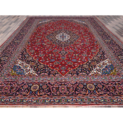 10'1"X13' Angels Red Hand Knotted Vintage Kishoon All Wool Oriental Rug