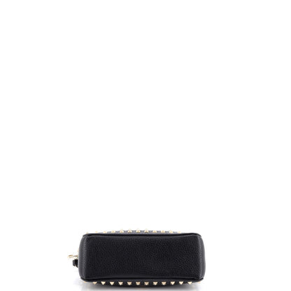 Valentino Garavani Rockstud Flip Lock Zipped Handle Crossbody Bag Grainy Leather