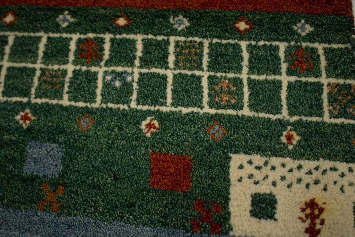 ft Handmade Striped Modern Indo-Gabbeh Wool Oriental Rug Home Decor Carpet 4X6