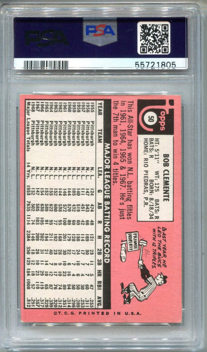 Roberto Clemente 1969 Topps #50 Psa Ex-Mt 6 Card