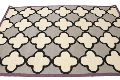 Multicolored Trellis Design Wool 5X8 Hand-Tufted