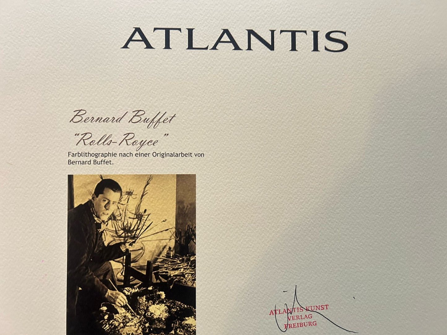 Bernard Buffet 'Rolls Royce' Certified Lithograph Coa Signed Op Numbered