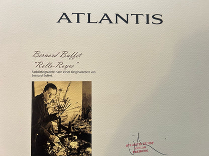 Bernard Buffet 'Rolls Royce' Certified Lithograph Coa Signed Op Numbered