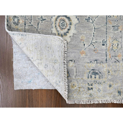 2'3"X11'2" Gray Oushak Design Soft Velvety Wool Hand Knotted Runner Rug