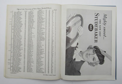 October 10, 1936 Washington U Vs. Notre Dame Ncaa