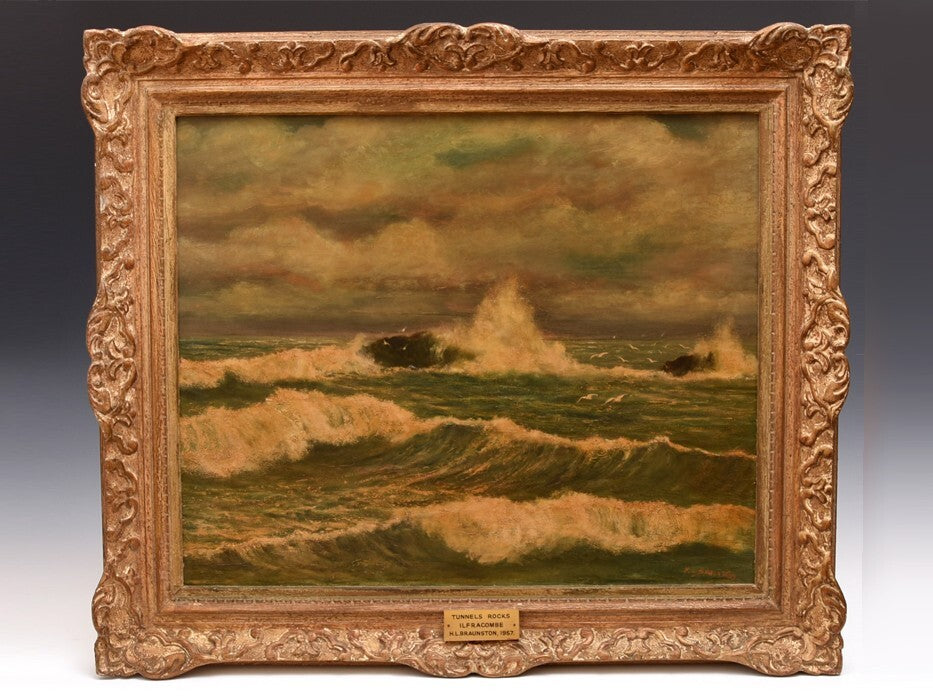 H.L Braunston Original Oil Painting Signed Framed 1957 English Painter