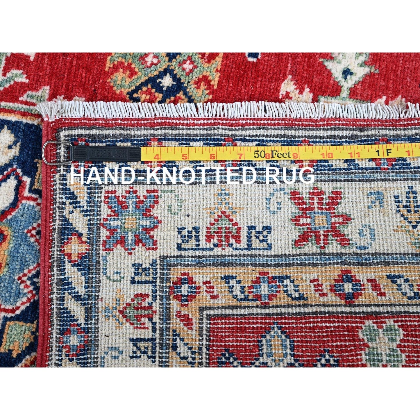 2'9"X6'7" Red Kazak With Medallions Design All Wool Hand Knotted Runner Rug
