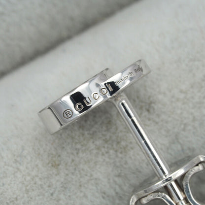 Gucci Earrings Double G Stripe 18K 750 White Gold