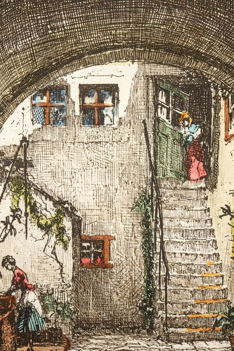 Herta Czernik-Kobanz Gzonning Original Etching With Hand Coloring  Signed