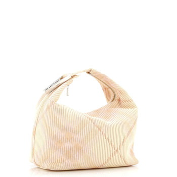 Burberry Peg Handle Bag Knit Check Fabric Medium