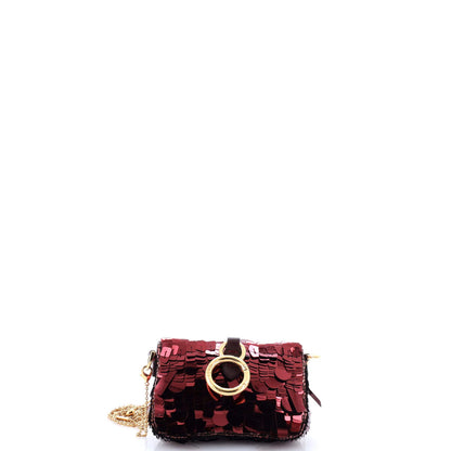Fendi Chain Baguette Charm Bag Sequins Nano