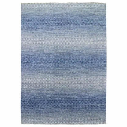 10'X14'1" Blue Modern Chiaroscuro Collection Pure Wool Hand Knotted Rug