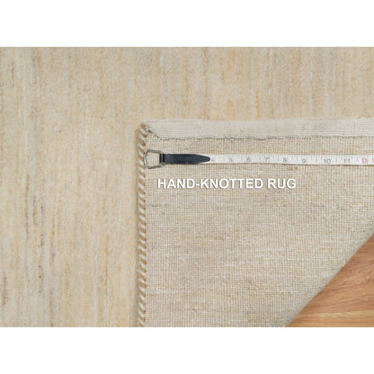 2'X3' White Modern Plain Design Pure Wool Hand Knotted Mat Oriental Rug