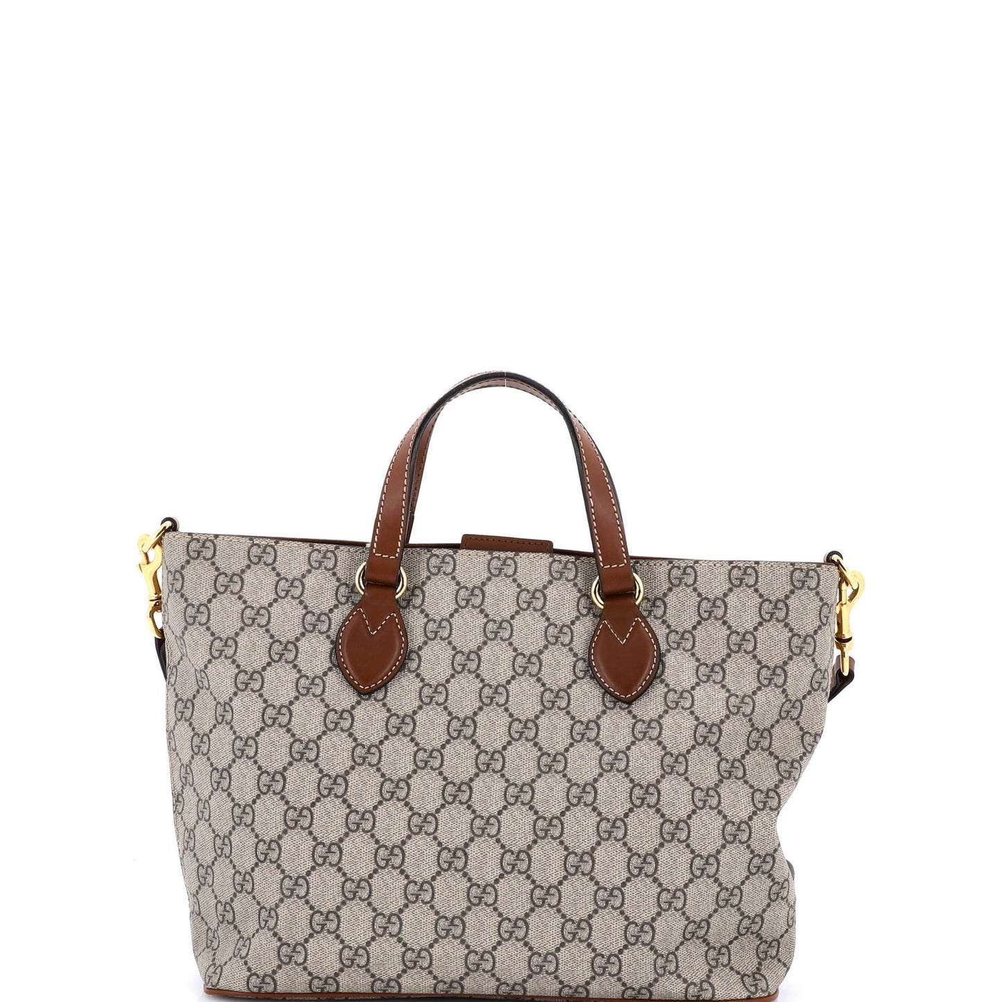 Gucci Convertible Soft Tote Gg Coated Canvas With Leather Small