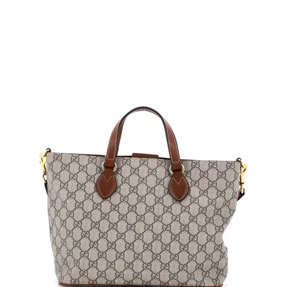 Gucci Convertible Soft Tote Gg Coated Canvas With Leather Small