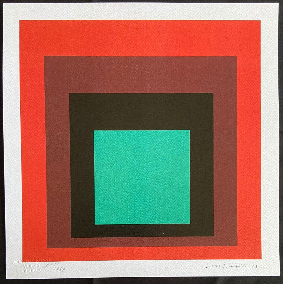 Josef Albers Lithograph Coa Signed Op Numbered 180 Piet Mondrian