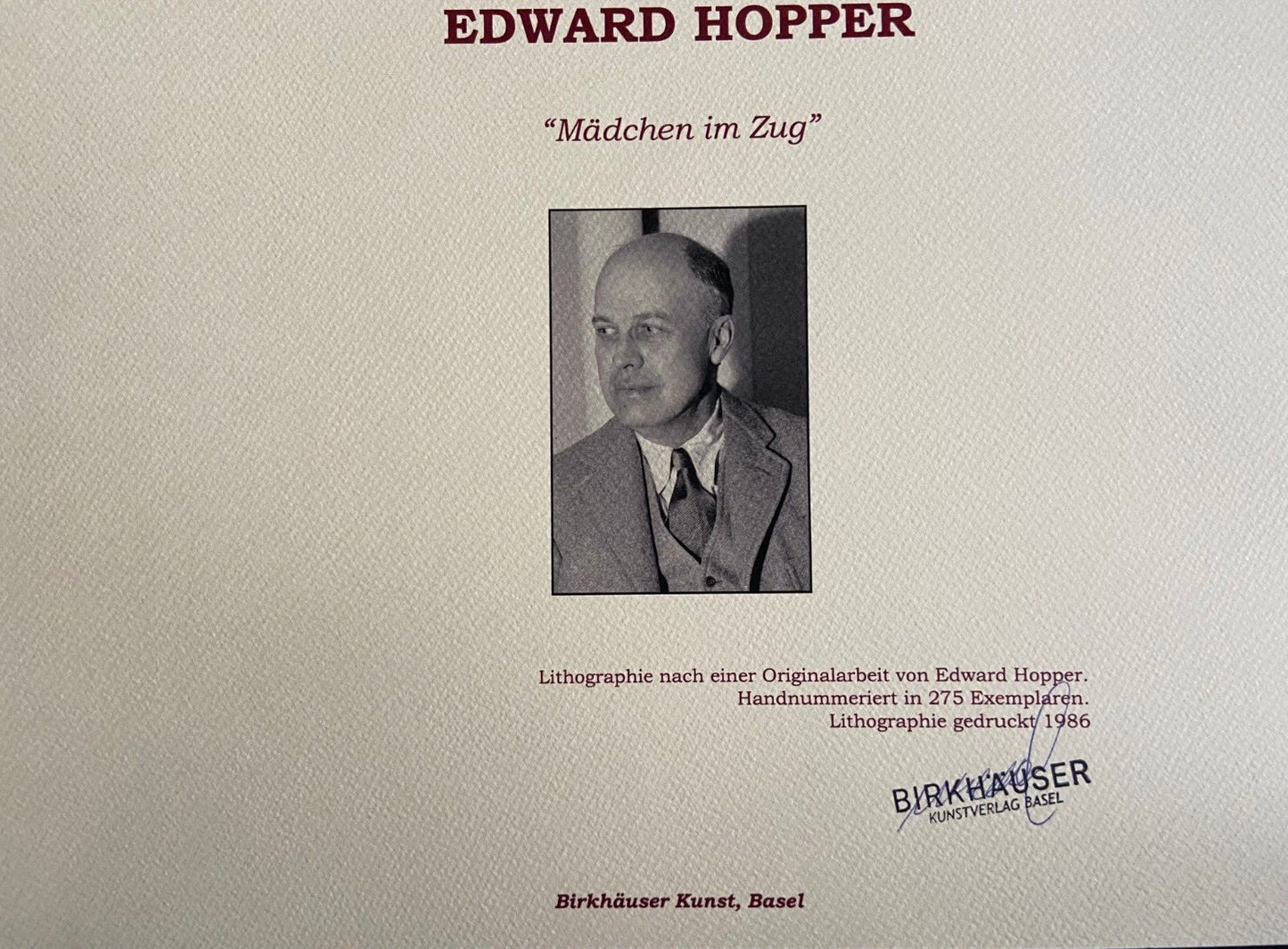 Edward Hopper Lithograph Certified - 1986 (Georgia O'Keeffe Francis Bacon)