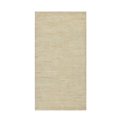 2'4"X11'6" White Plain Design Modern Pure Wool Hand Knotted Runner Rug
