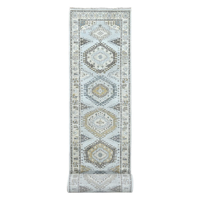 2'9"X18' Gray Wool Handknotted Zoroastrian Village Inspired Xl Runner Rug
