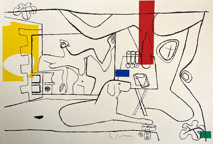 Le Corbusier Lithograph Coa Hand Numbered Signed Op Josef Albers
