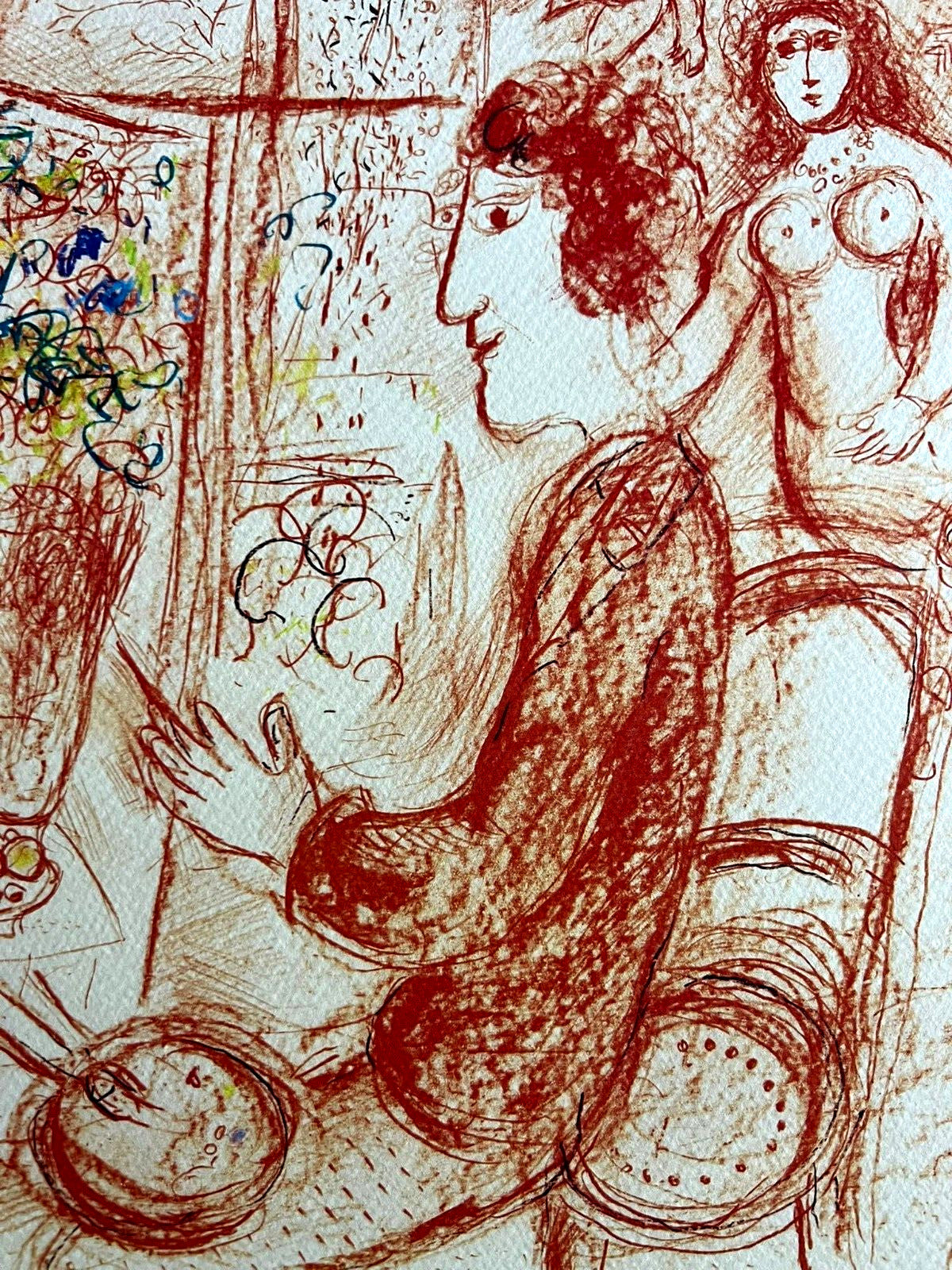 Marc-Chagall Lithograph Hand-Made Coa Original Hand-Signed Pen Numbered-Limited