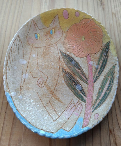 Makoto Kagoshima, Cat, Oval Plate, Size: 16cm x 13cm