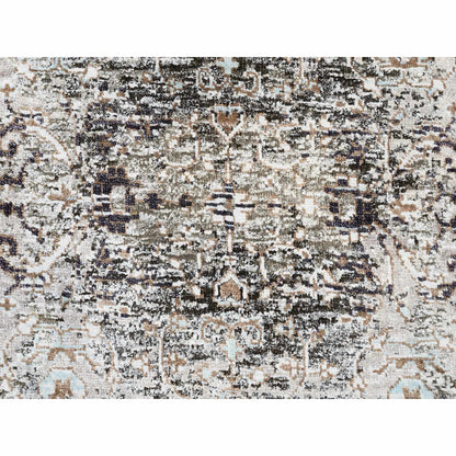 2'1"X3' Gray Hand Knotted Transitional Farsian Silk With Wool Mat Rug