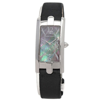 Harry Winston Avenue C Watches 330Lqw K18 White Gold/Leather X Satin Ladies