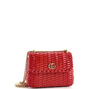 Gucci Cestino Flap Shoulder Bag Wicker Mini
