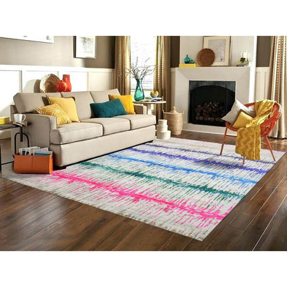 9'1"X12' Ivory The Cardiac Sari Silk With Wool Hand Knotted Rug