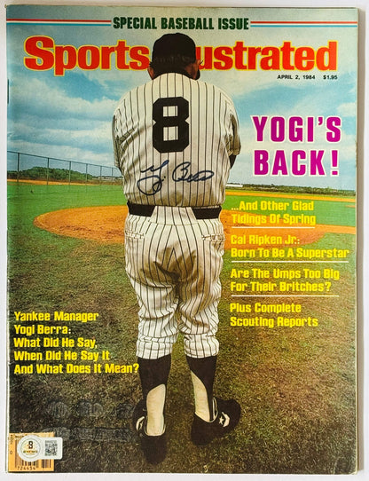 Yogi Berra Autographed Sports Illustrated April 2 1984 (Beckett)