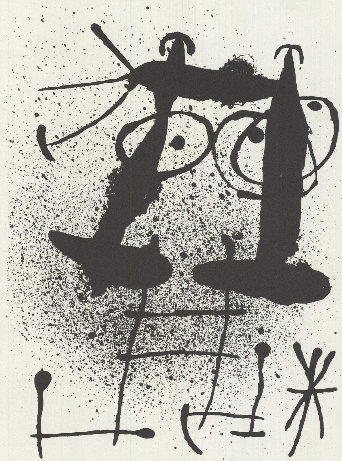 Joan Miro Untitled " Lithograph Surrealism Black & White