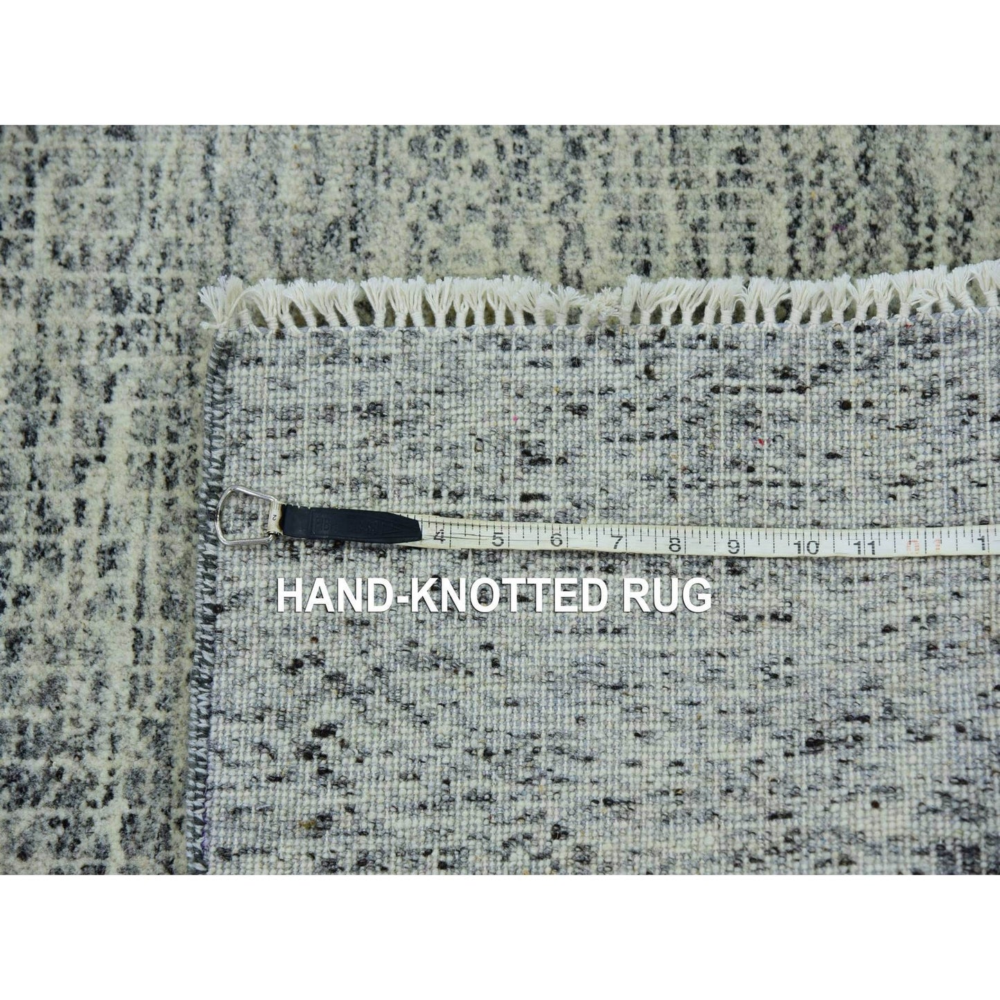 2'6"X18'5" Gray Hand Knotted Pure Undyed Wool Xl Runner Grass Design Rug