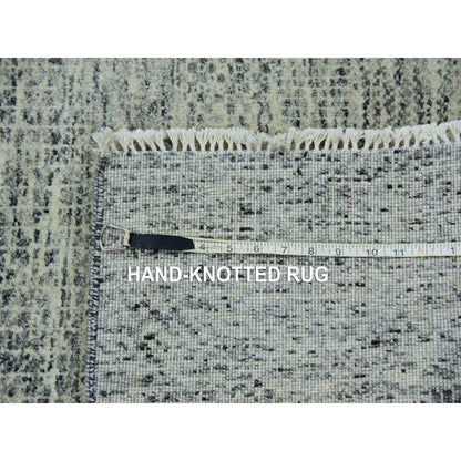 2'6"X18'5" Gray Hand Knotted Pure Undyed Wool Xl Runner Grass Design Rug