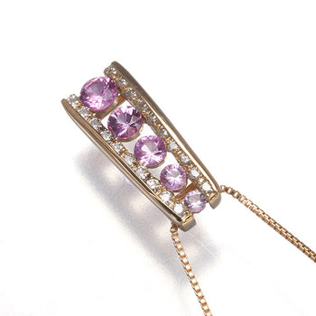 Pink Sapphire 0.39ct Diamond 0.12ct Necklace 18K