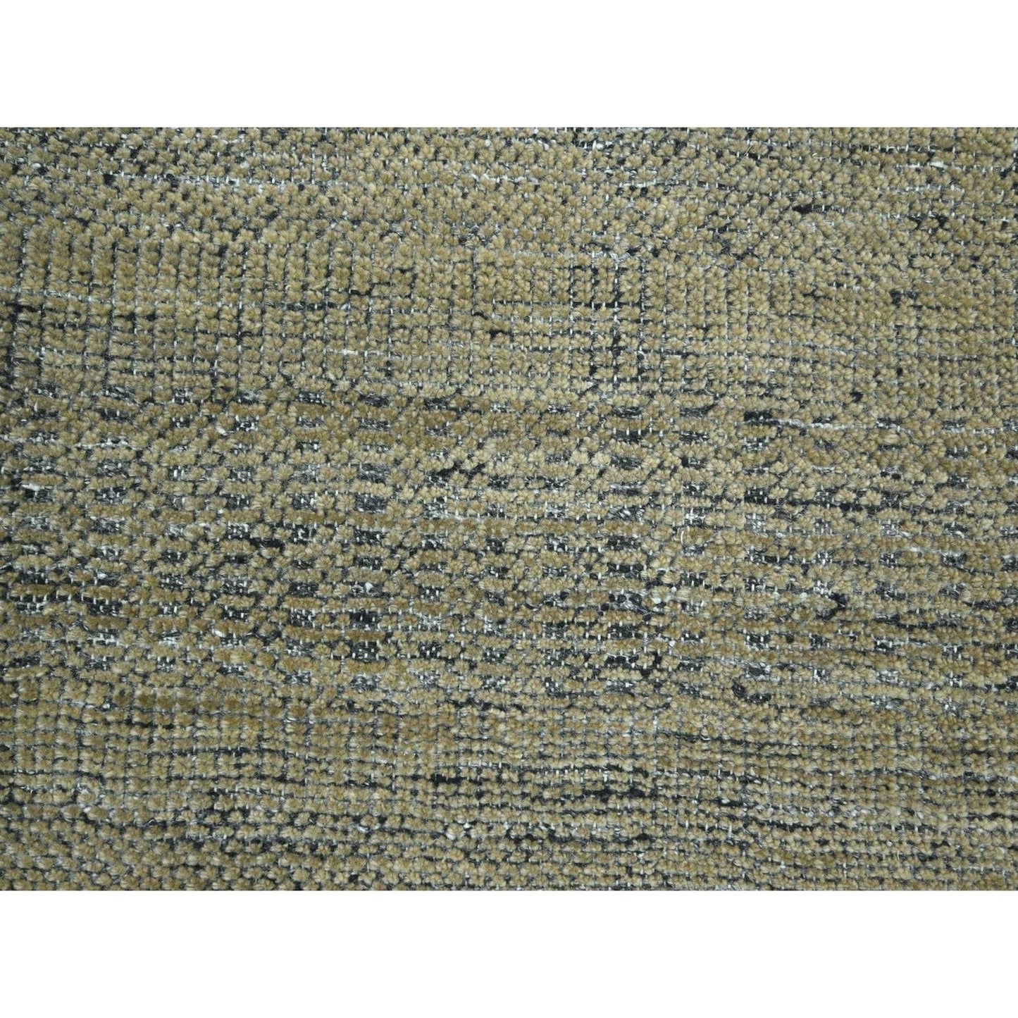 10'X14' Brown & Black Grass Design Hand Knotted Pure Wool Oriental Rug