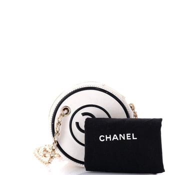 Chanel Cc Round Vanity Case With Chain Quilted Lambskin Mini