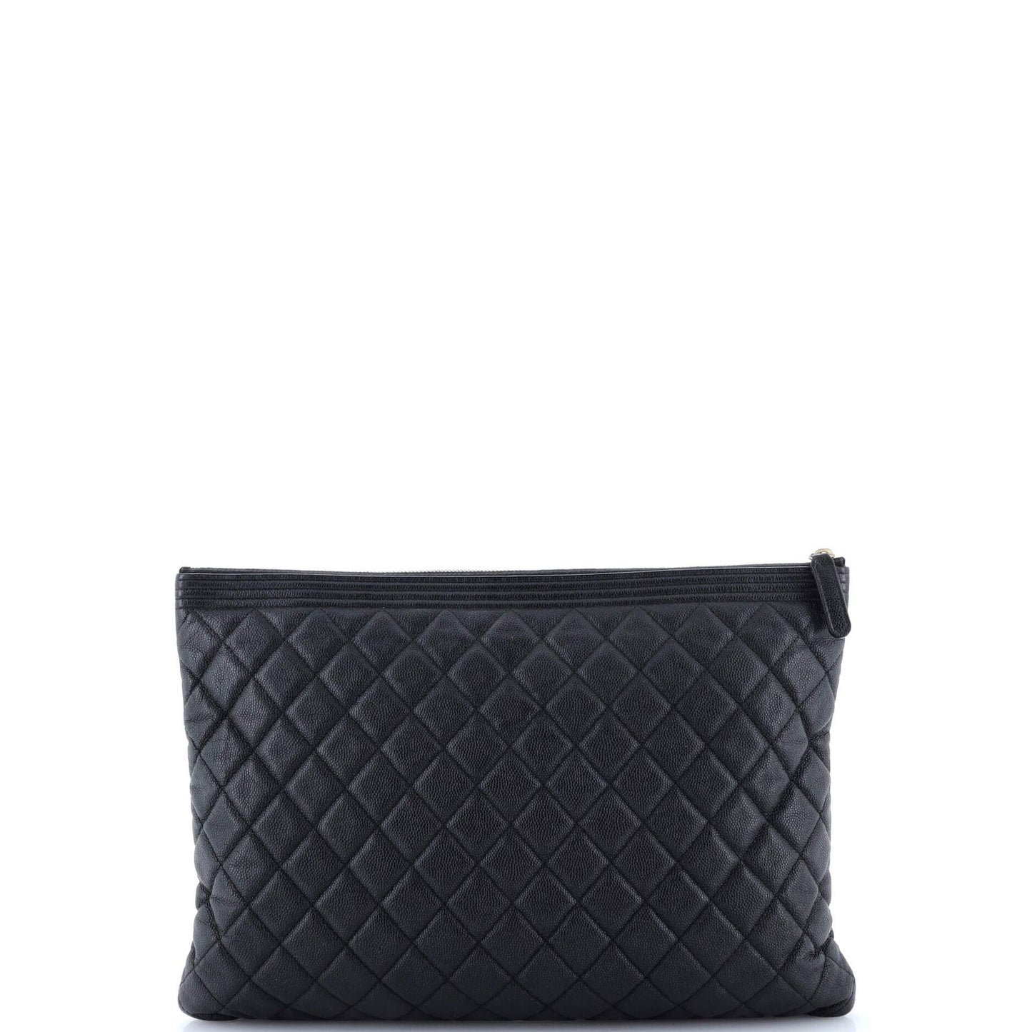 Chanel Boy O Case Clutch Quilted Caviar Large